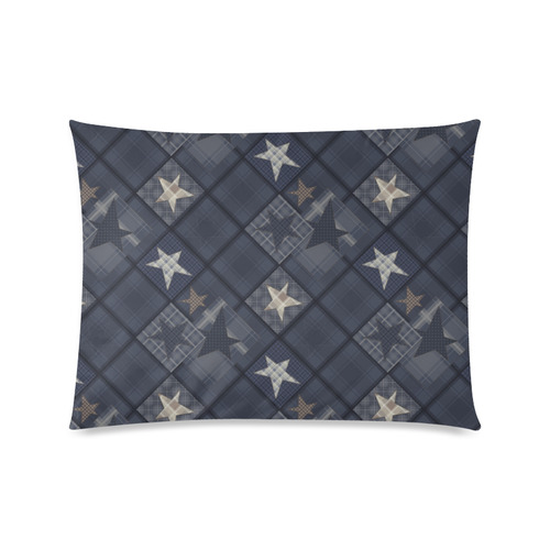 Dark grey blue patchwork Custom Picture Pillow Case 20"x26" (one side)