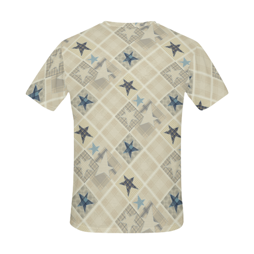 Light beige patchwork All Over Print T-Shirt for Men (USA Size) (Model T40)