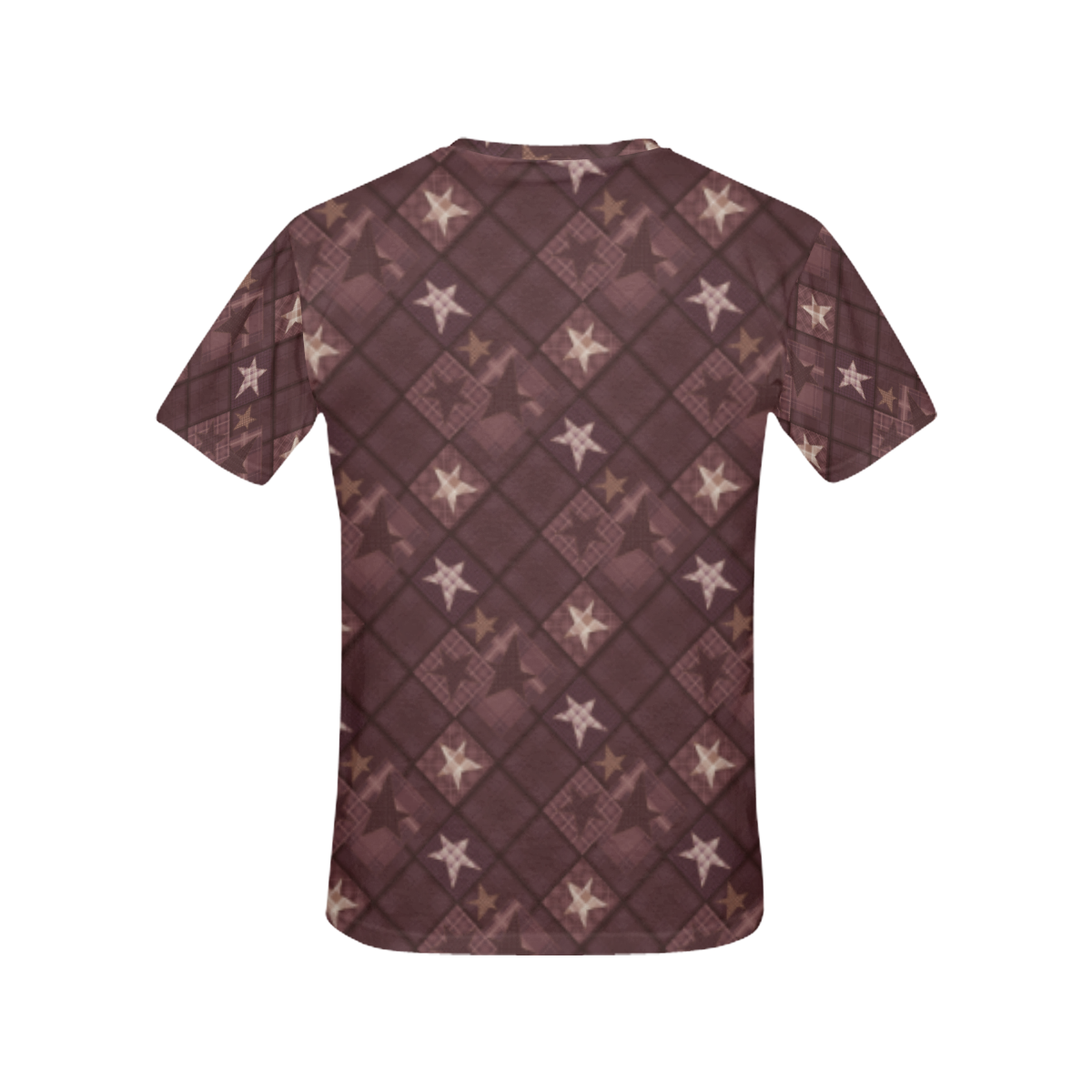 Chocolate brown patchwork All Over Print T-Shirt for Women (USA Size) (Model T40)