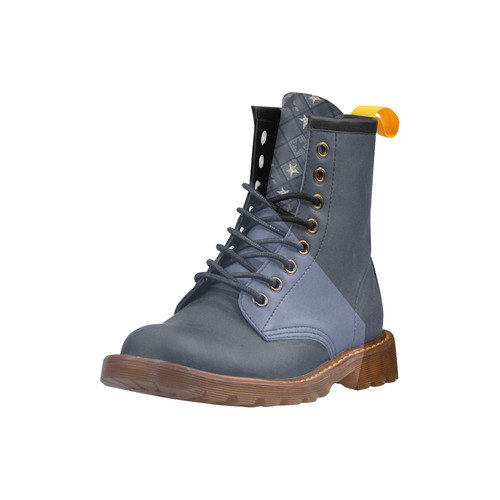 Dark grey blue patchwork High Grade PU Leather Martin Boots For Women Model 402H