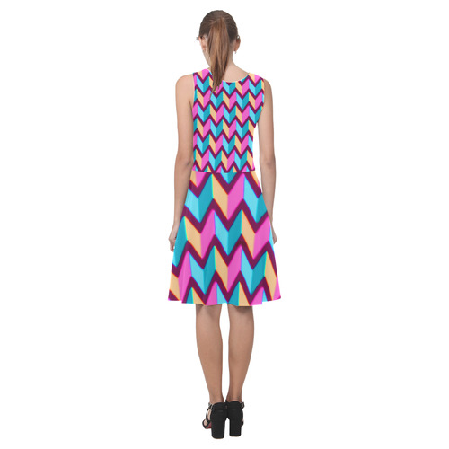 Blue Pink Gold Geometric Pattern Atalanta Casual Sundress(Model D04)