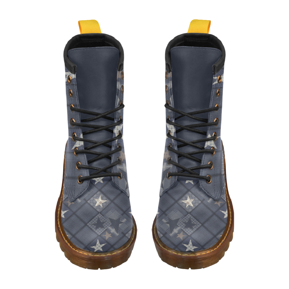Dark grey blue patchwork High Grade PU Leather Martin Boots For Men Model 402H