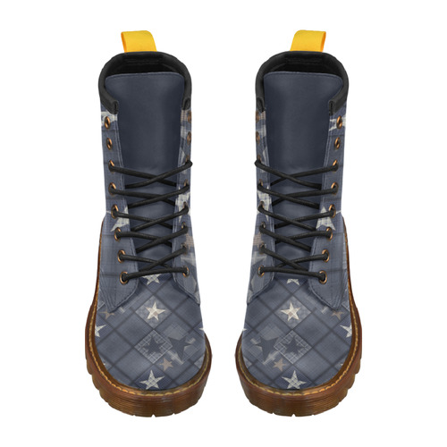 Dark grey blue patchwork High Grade PU Leather Martin Boots For Men Model 402H