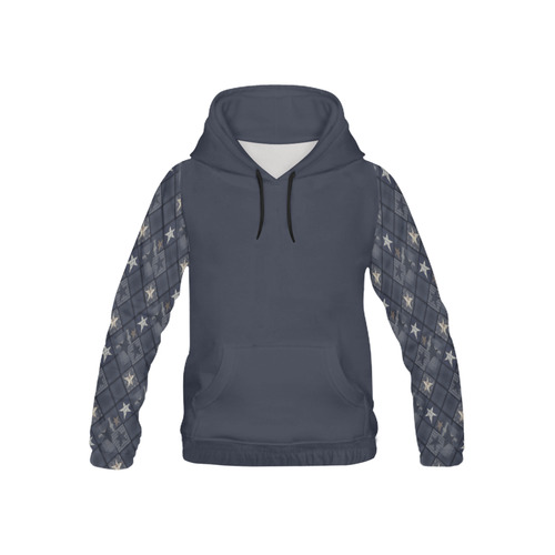 Dark grey blue patchwork All Over Print Hoodie for Kid (USA Size) (Model H13)