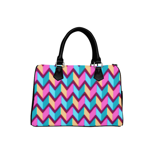 Blue Pink Gold Geometric Pattern Boston Handbag (Model 1621)