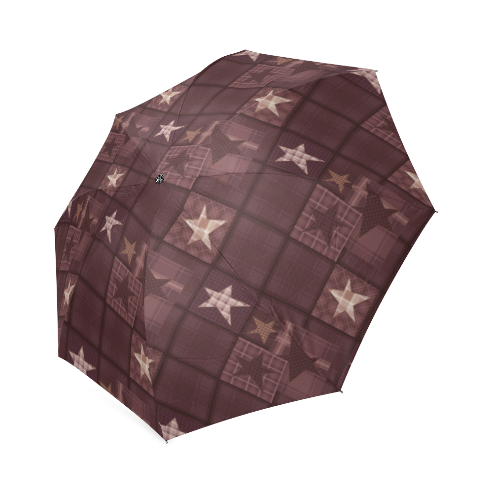 Chocolate brown patchwork Foldable Umbrella (Model U01)