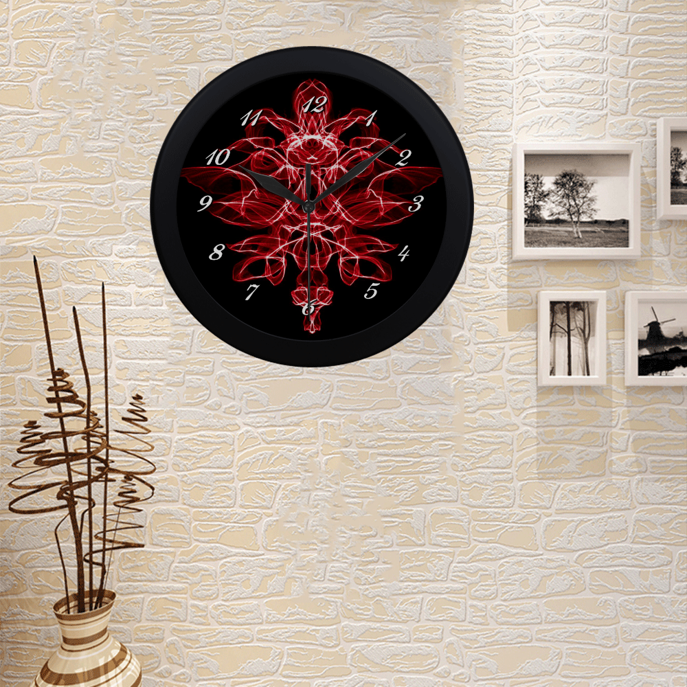 Red Flame Floral Circular Plastic Wall clock