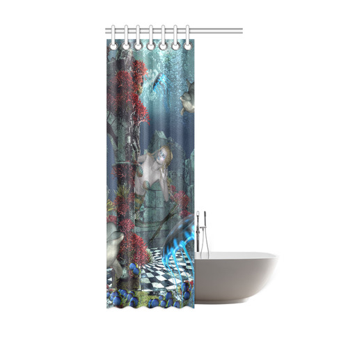 Beautiful mermaid swimming with dolphin Shower Curtain 36"x72"