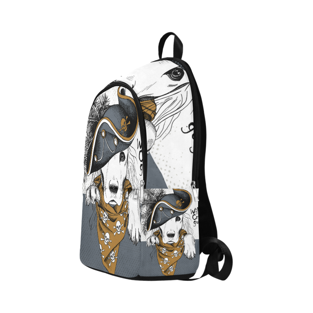 a dog wearing gray pirate hat Fabric Backpack for Adult (Model 1659)