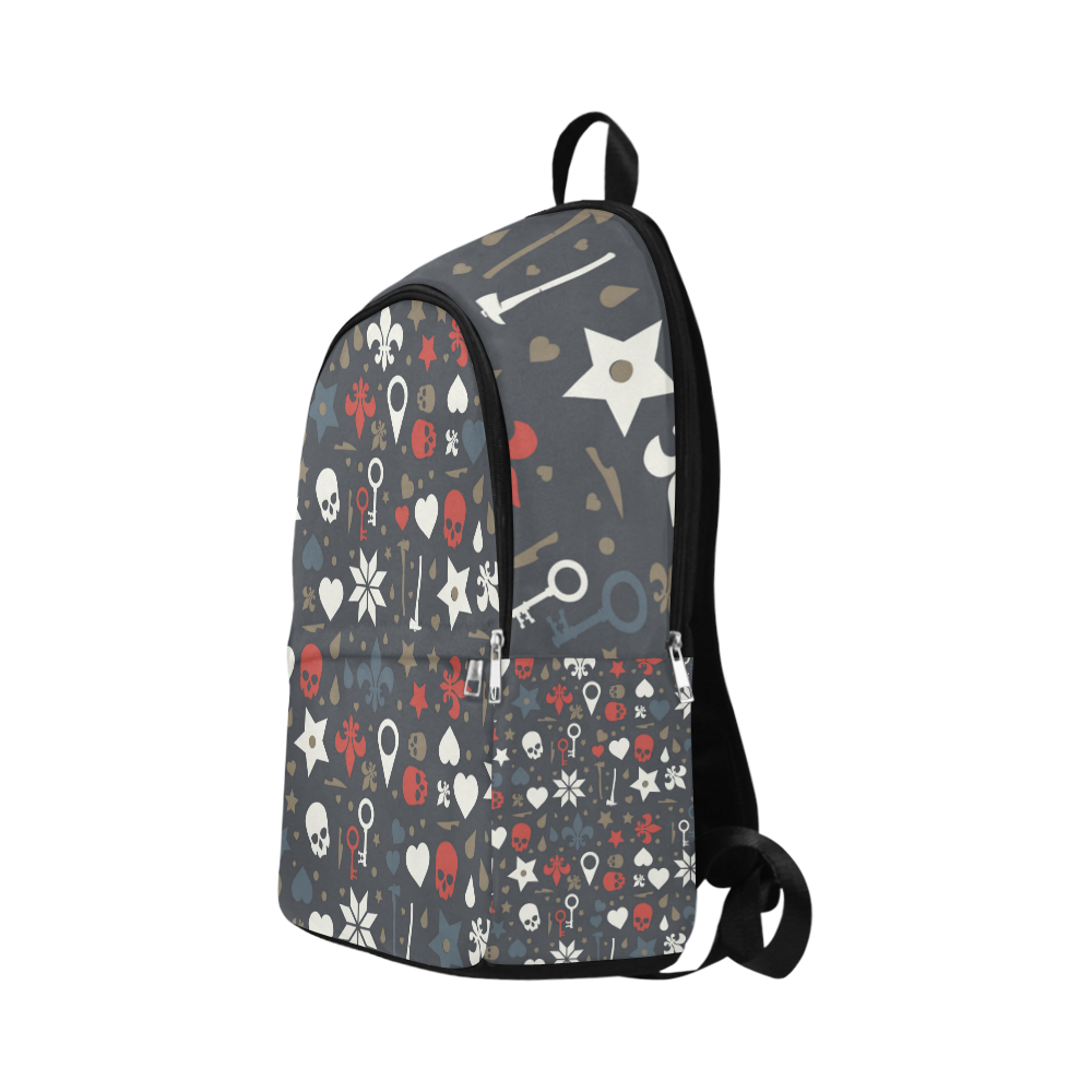 skulls, stars, knives, keys and hearts Fabric Backpack for Adult (Model 1659)