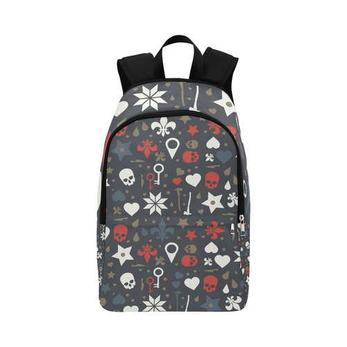 skulls, stars, knives, keys and hearts Fabric Backpack for Adult (Model 1659)