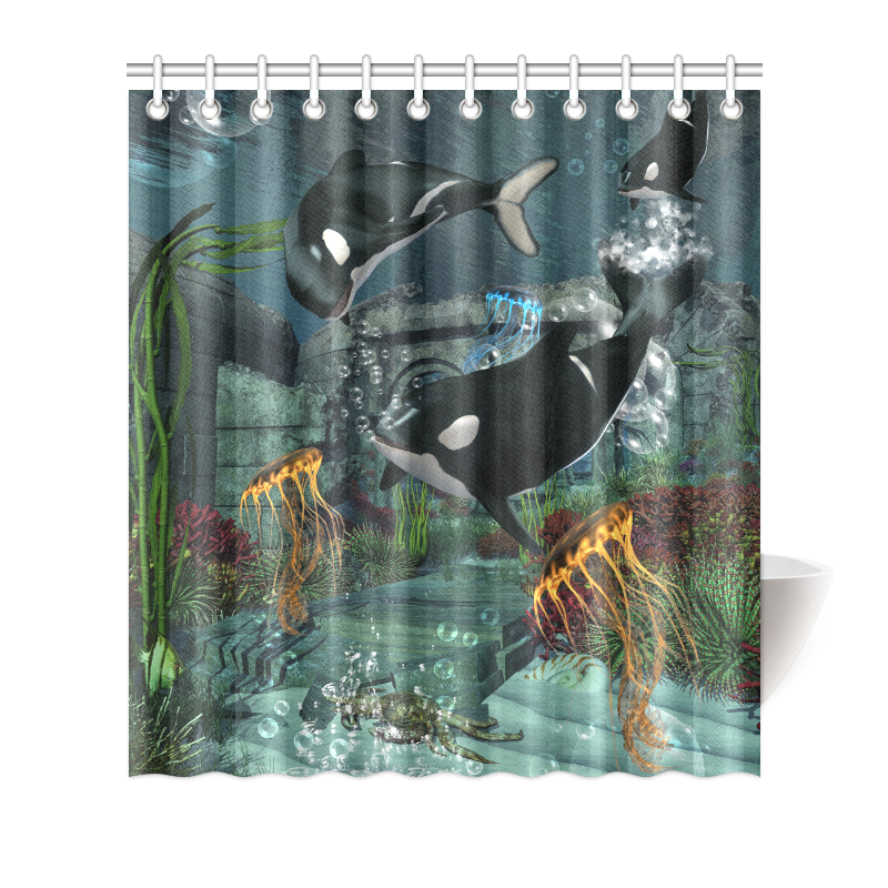 Amazing orcas Shower Curtain 66"x72"