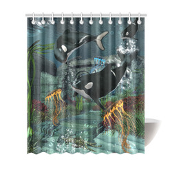 Amazing orcas Shower Curtain 72"x84"