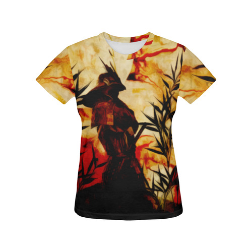 Samurai before battle All Over Print T-Shirt for Women (USA Size) (Model T40)