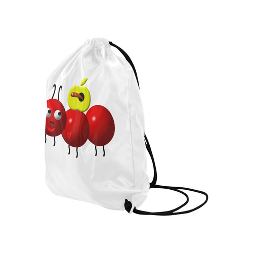 Cute Critters with Heart Ant with Apple Large Drawstring Bag Model 1604 (Twin Sides)  16.5"(W) * 19.3"(H)