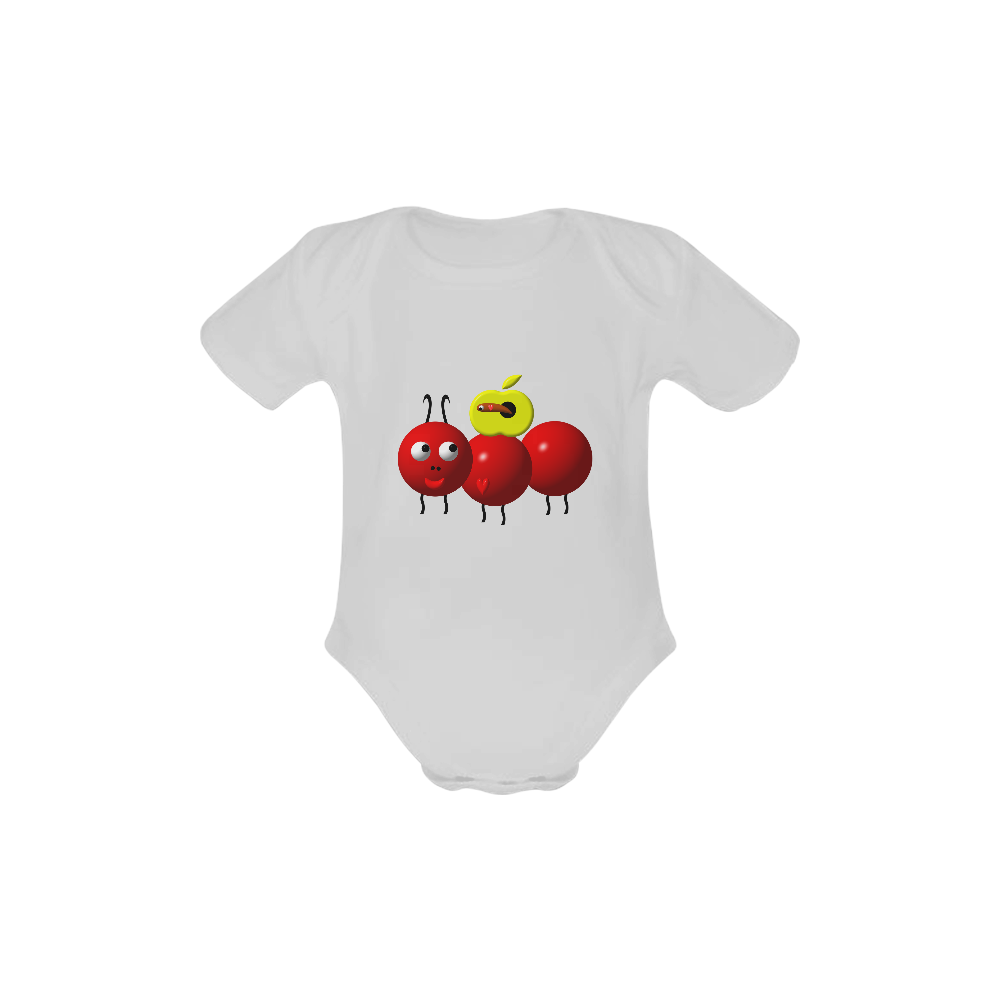 Cute Critters with Heart Ant with Apple Baby Powder Organic Short Sleeve One Piece (Model T28)