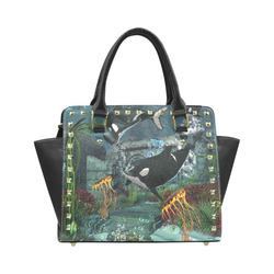 Amazing orcas Rivet Shoulder Handbag (Model 1645)