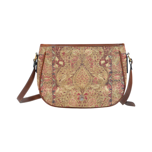 Red Antique Persian Floral Animals Rug Saddle Bag/Large (Model 1649)