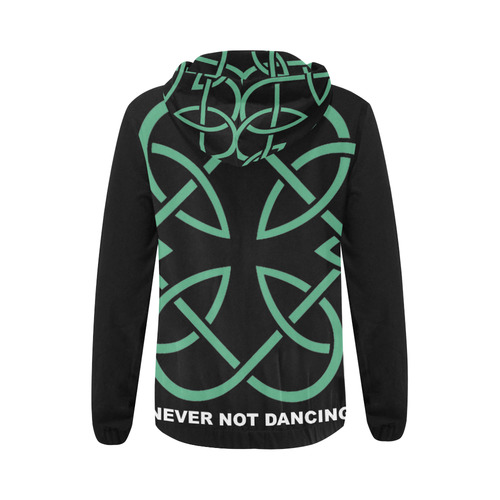 NND green All Over Print Full Zip Hoodie for Women (Model H14)