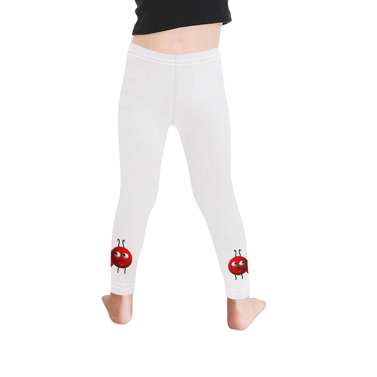 Cute Critters with Heart Ant with Apple on White Kid's Ankle Length Leggings (Model L06)