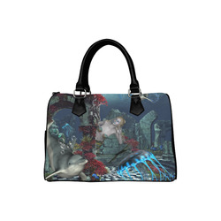 Beautiful mermaid swimming with dolphin Boston Handbag (Model 1621)