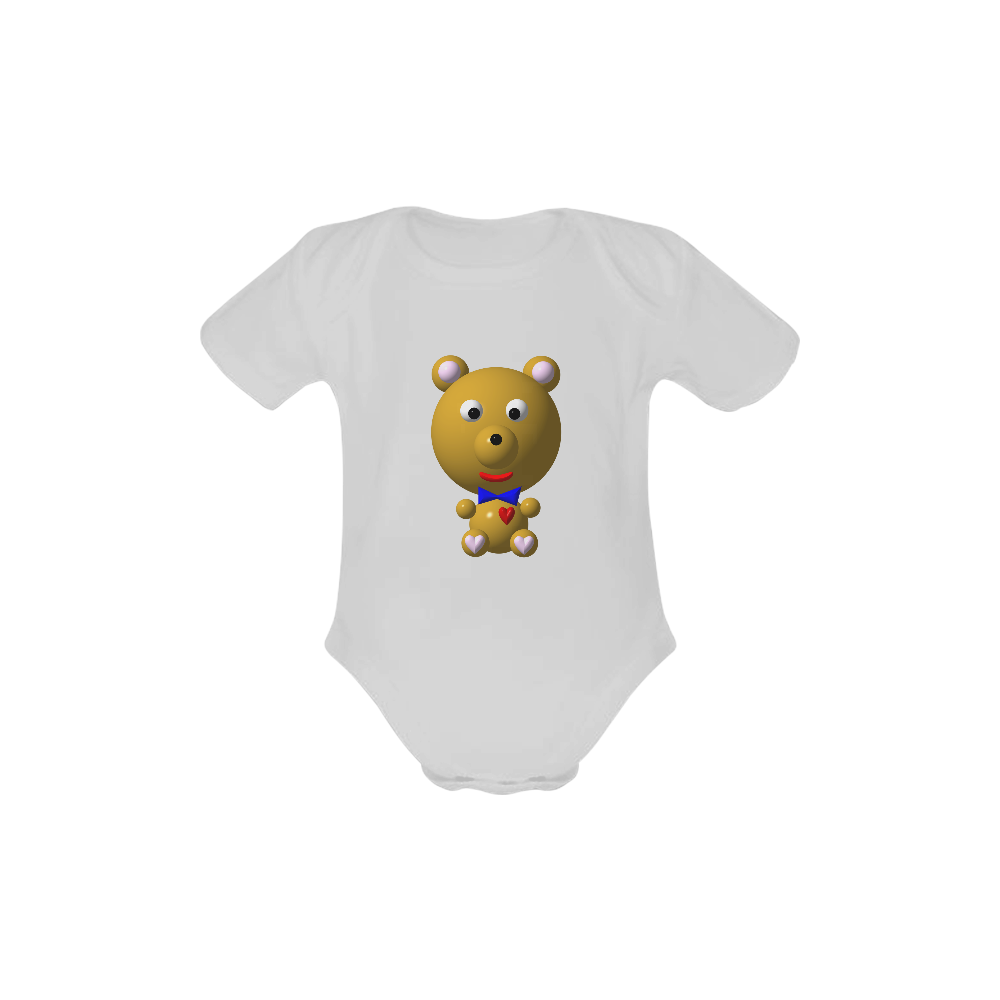 Cute Critters with Heart Bear with Bowtie Baby Powder Organic Short Sleeve One Piece (Model T28)