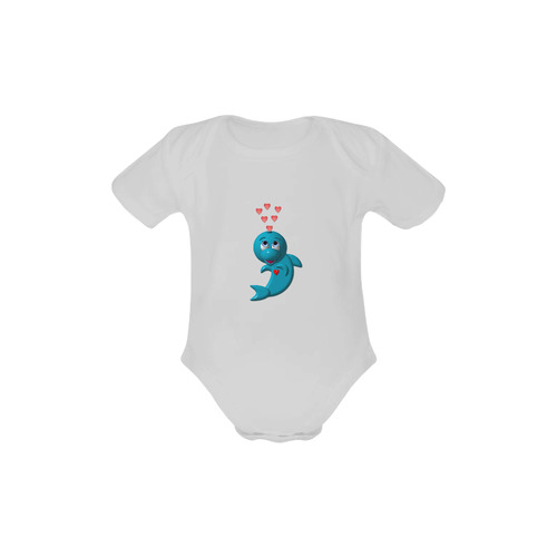 Cute Critters with Heart Darling Dolphin Baby Powder Organic Short Sleeve One Piece (Model T28)