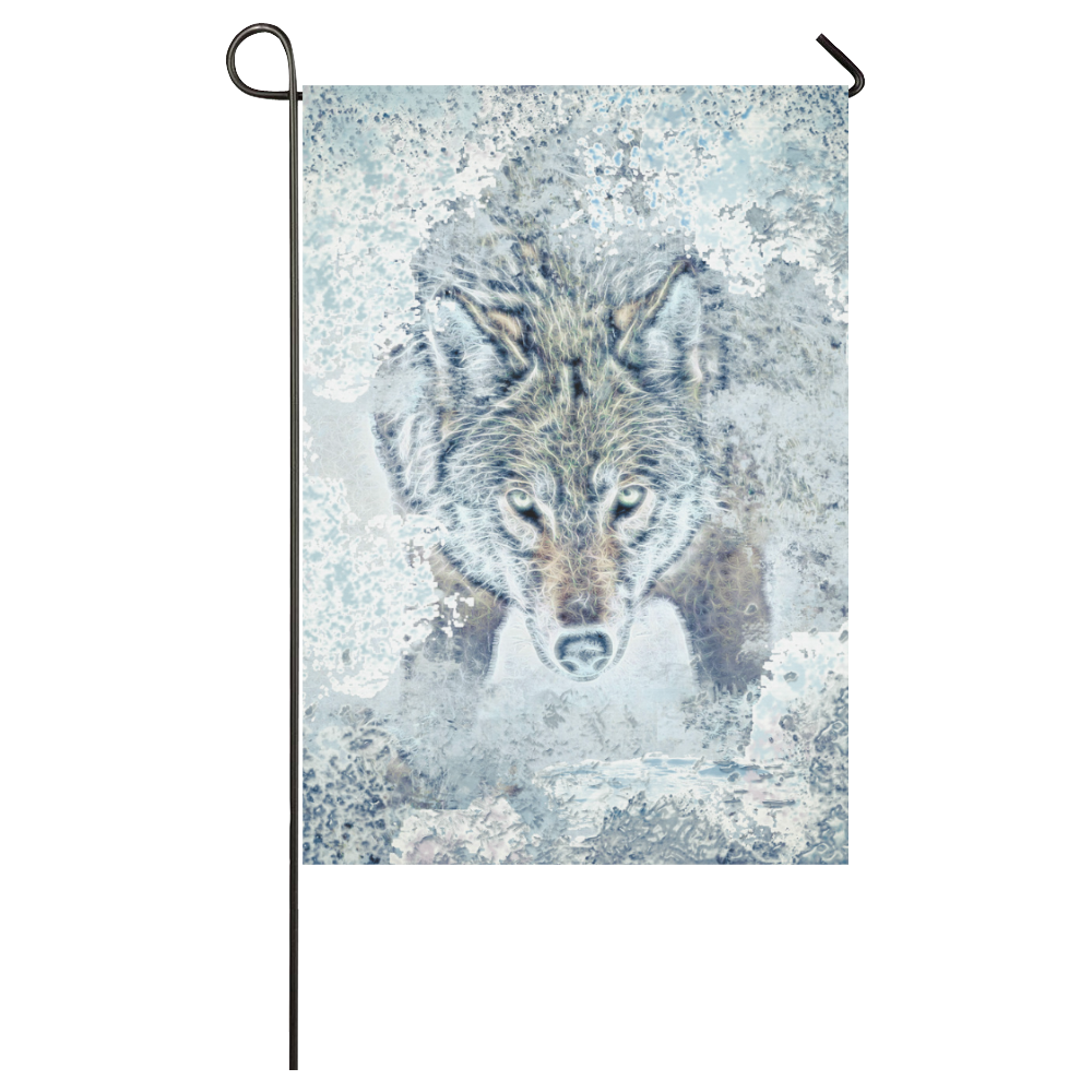 Snow Wolf Garden Flag 28''x40'' （Without Flagpole）