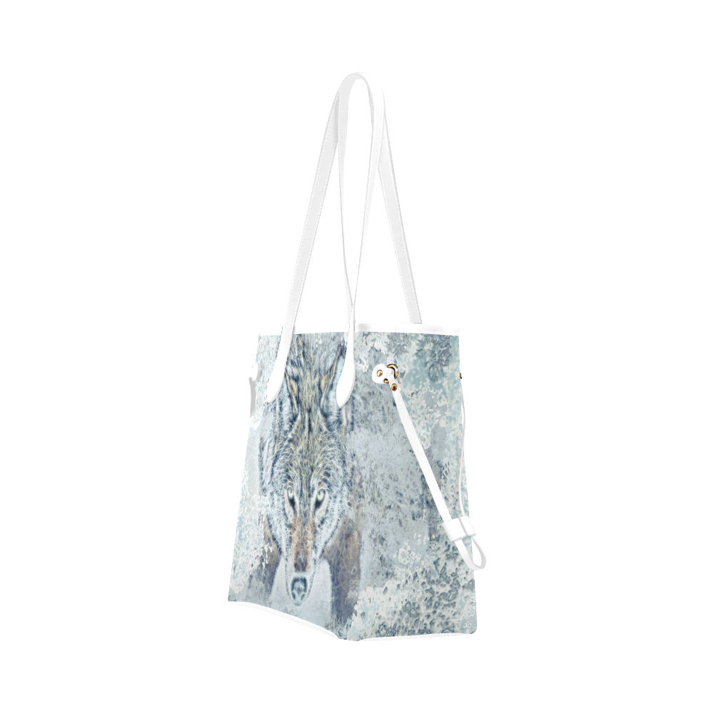 Snow Wolf Clover Canvas Tote Bag (Model 1661)