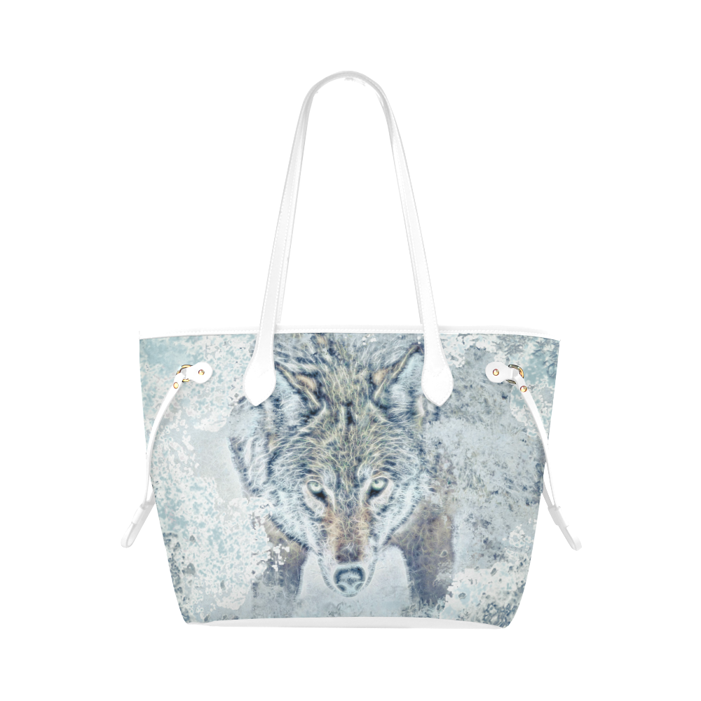 Snow Wolf Clover Canvas Tote Bag (Model 1661)