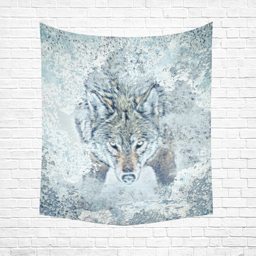 Snow Wolf Cotton Linen Wall Tapestry 51"x 60"