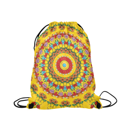 Blooming mandala Large Drawstring Bag Model 1604 (Twin Sides)  16.5"(W) * 19.3"(H)