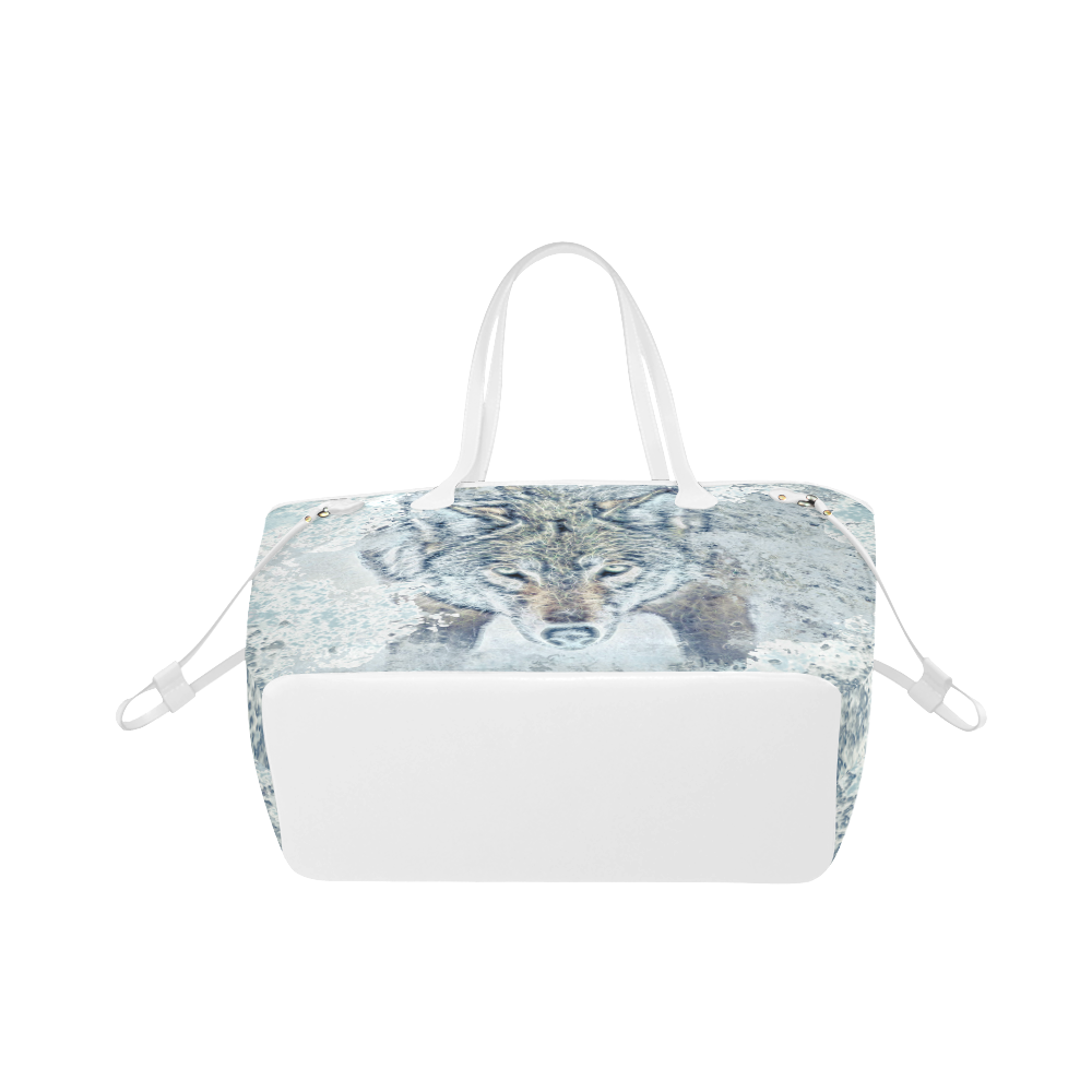 Snow Wolf Clover Canvas Tote Bag (Model 1661)