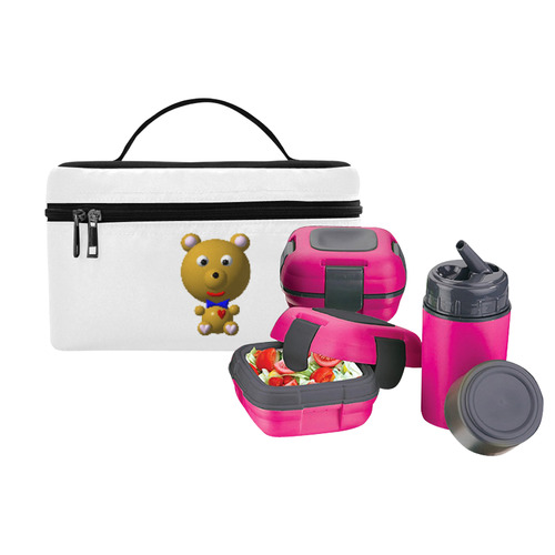 Cute Critters with Heart Bear with Bowtie Lunch Bag/Large (Model 1658)