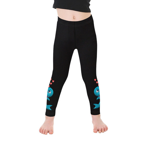 Cute Critters with Heart Darling Dolphin Kid's Ankle Length Leggings (Model L06)