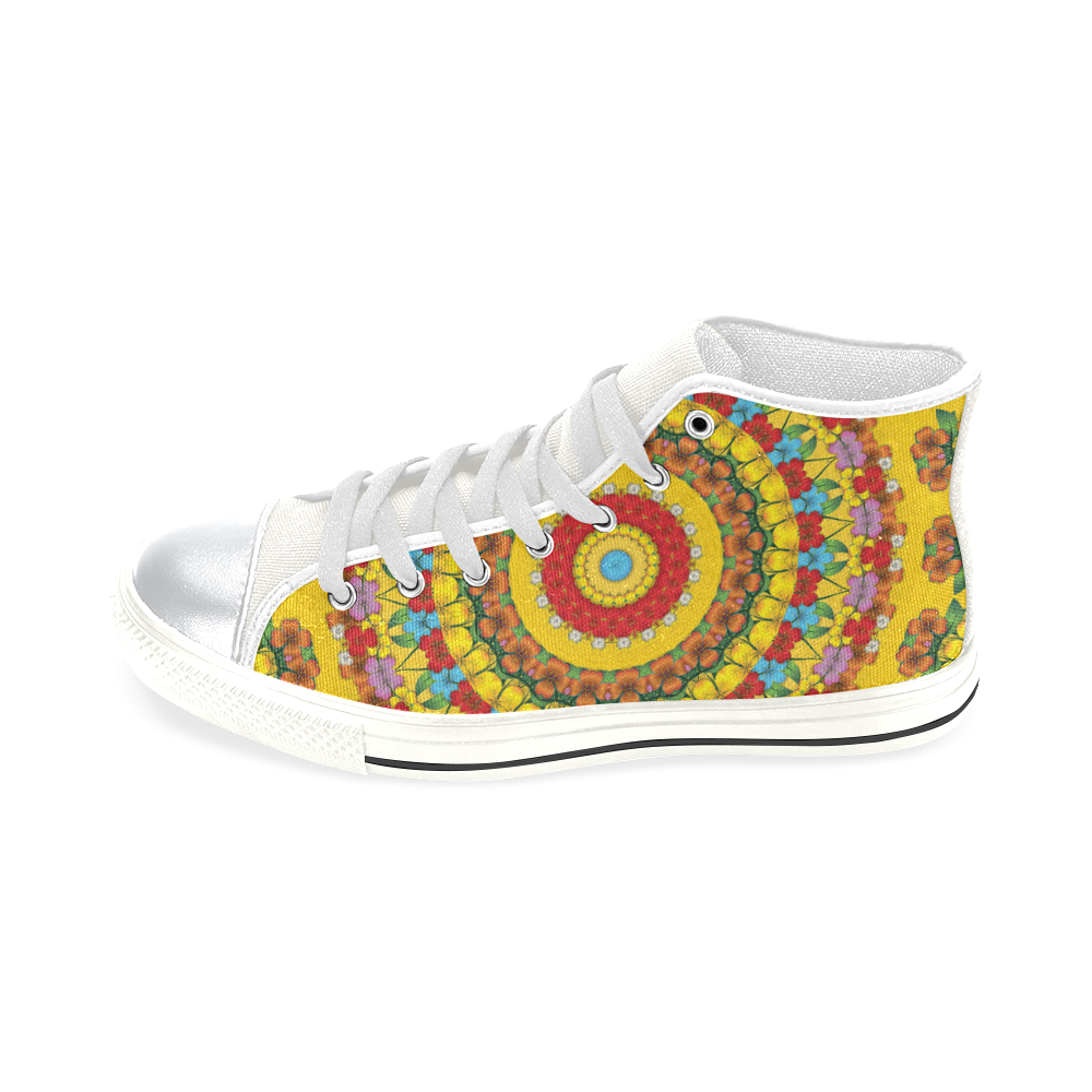 Blooming mandala High Top Canvas Women's Shoes/Large Size (Model 017)