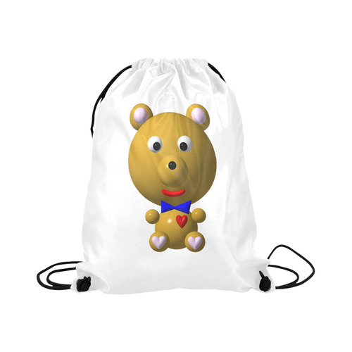 Cute Critters with Heart Bear with Bowtie Large Drawstring Bag Model 1604 (Twin Sides)  16.5"(W) * 19.3"(H)