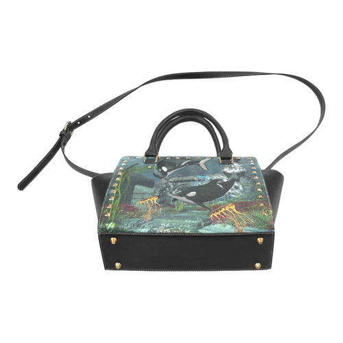 Amazing orcas Rivet Shoulder Handbag (Model 1645)