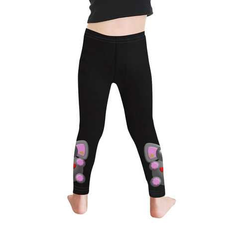 Cute Critters with Heart Elephant with Earrings on Black Kid's Ankle Length Leggings (Model L06)