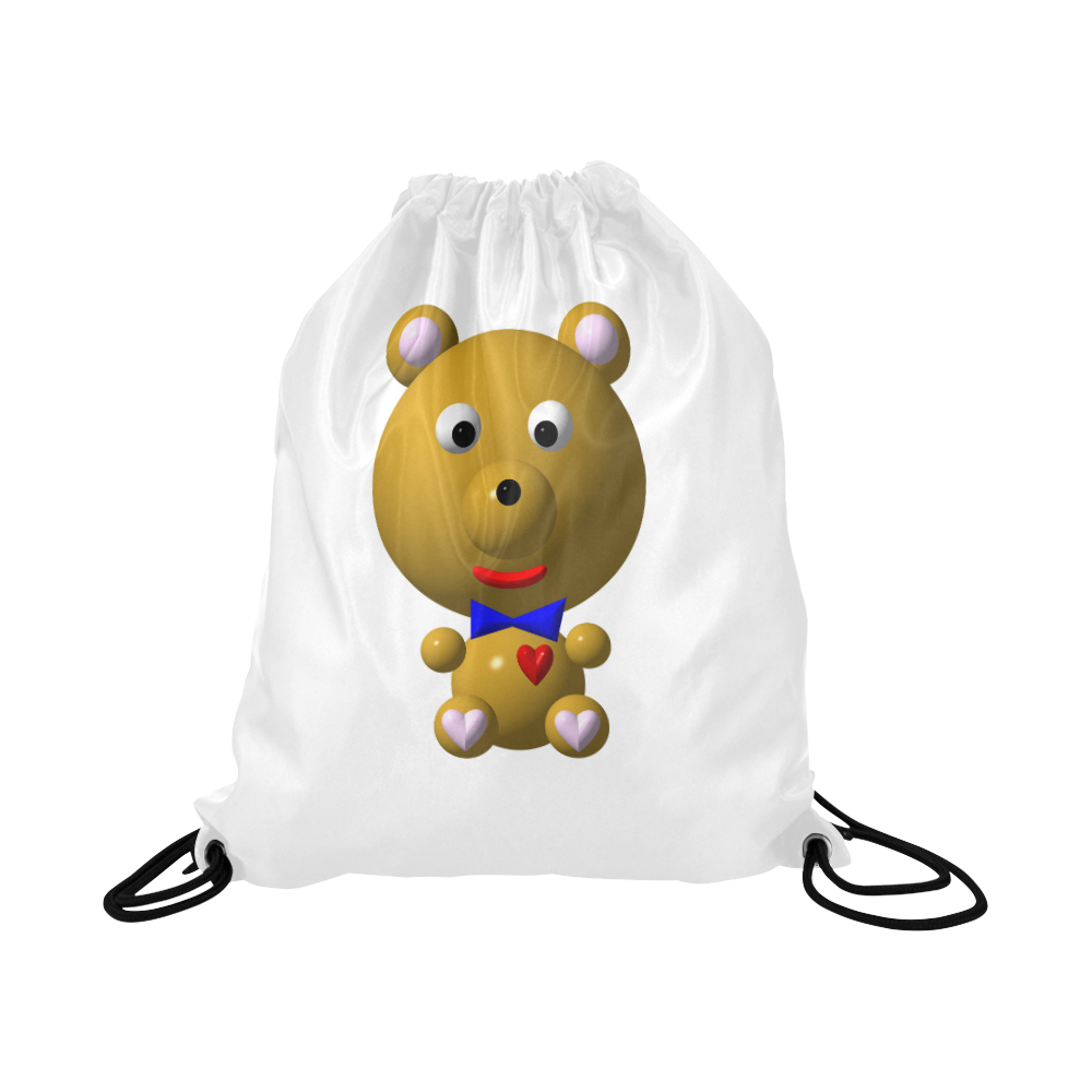 Cute Critters with Heart Bear with Bowtie Large Drawstring Bag Model 1604 (Twin Sides)  16.5"(W) * 19.3"(H)