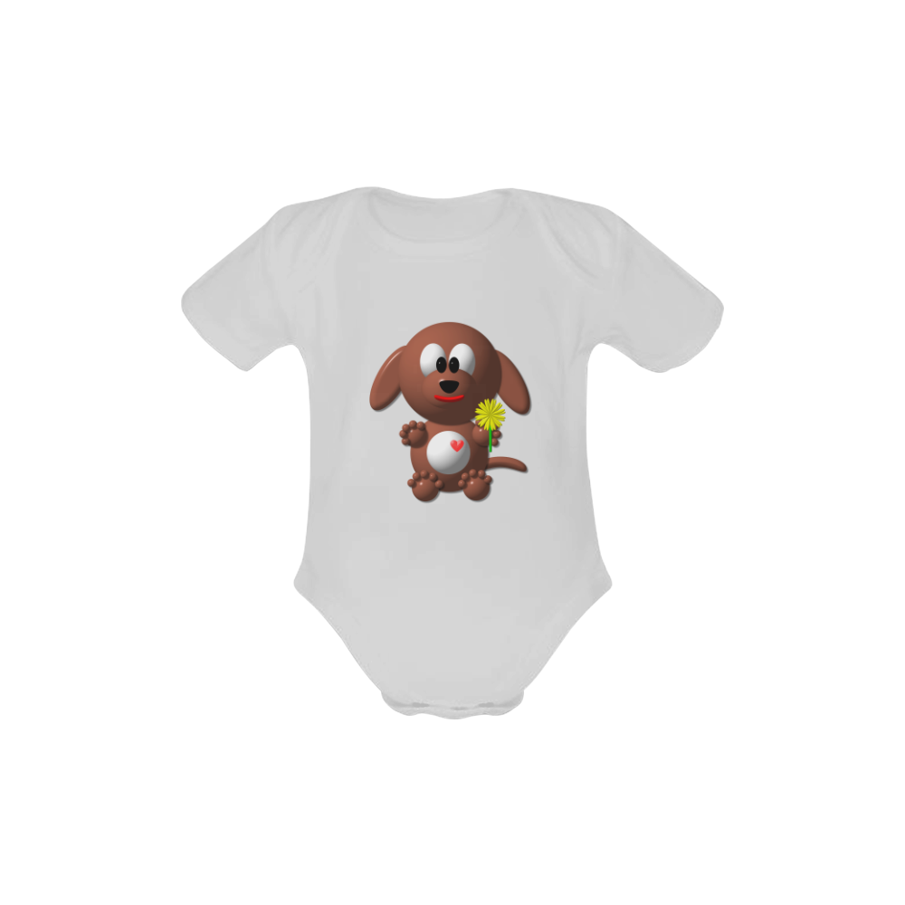 Cute Critters with Heart Dog with Dandelion Baby Powder Organic Short Sleeve One Piece (Model T28)