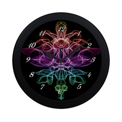 Rainbow Flame Floral Circular Plastic Wall clock