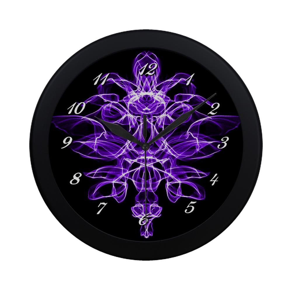 Purple Flame Floral Circular Plastic Wall clock