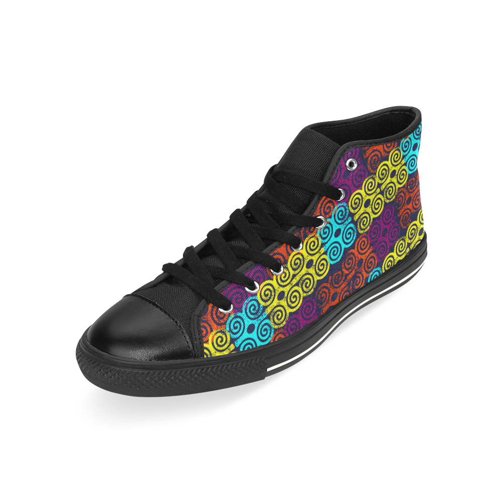 Sign of Courage_multi-colored High Top Canvas Women's Shoes/Large Size (Model 017)