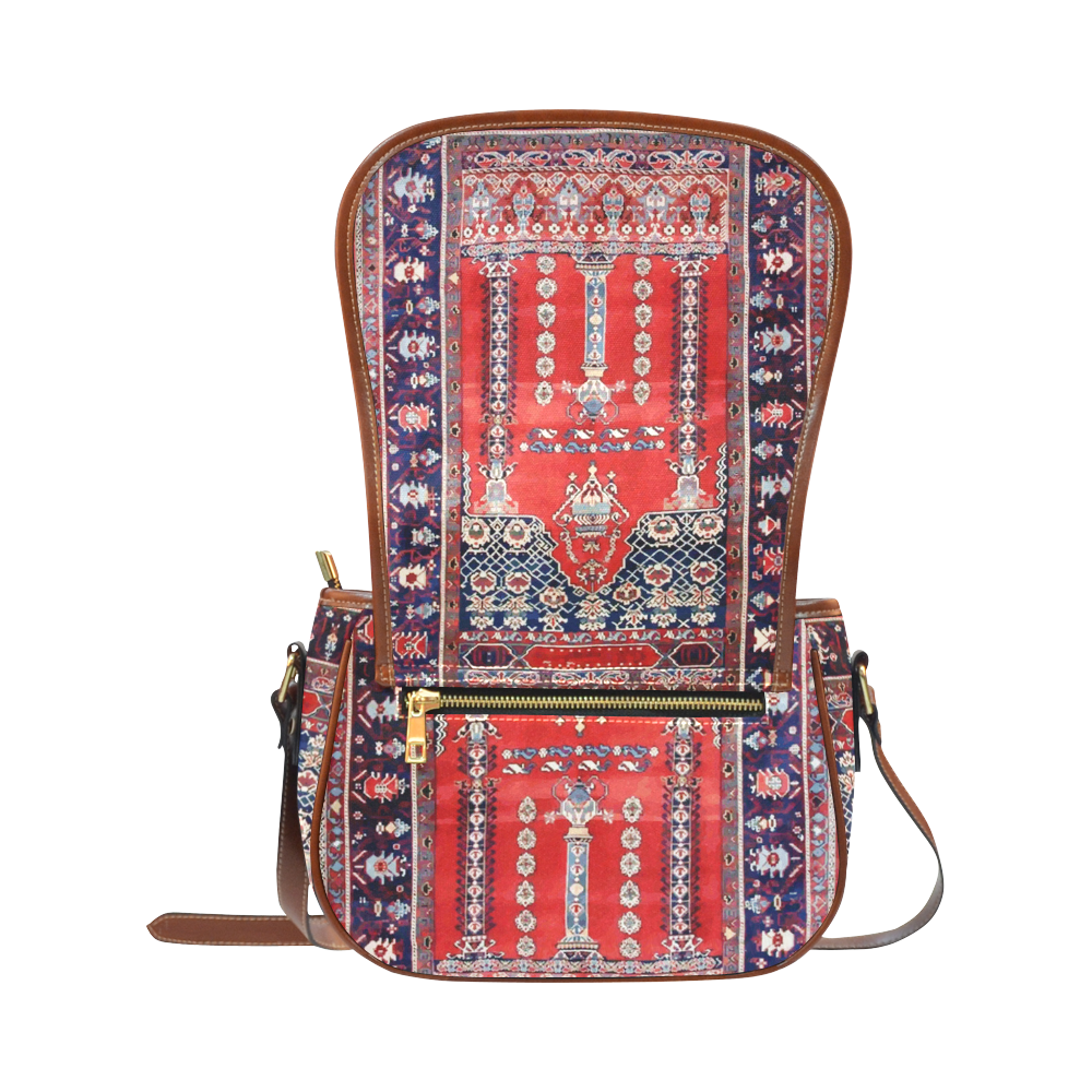 Red Blue Vintage Antique Persian Rug Saddle Bag/Large (Model 1649)