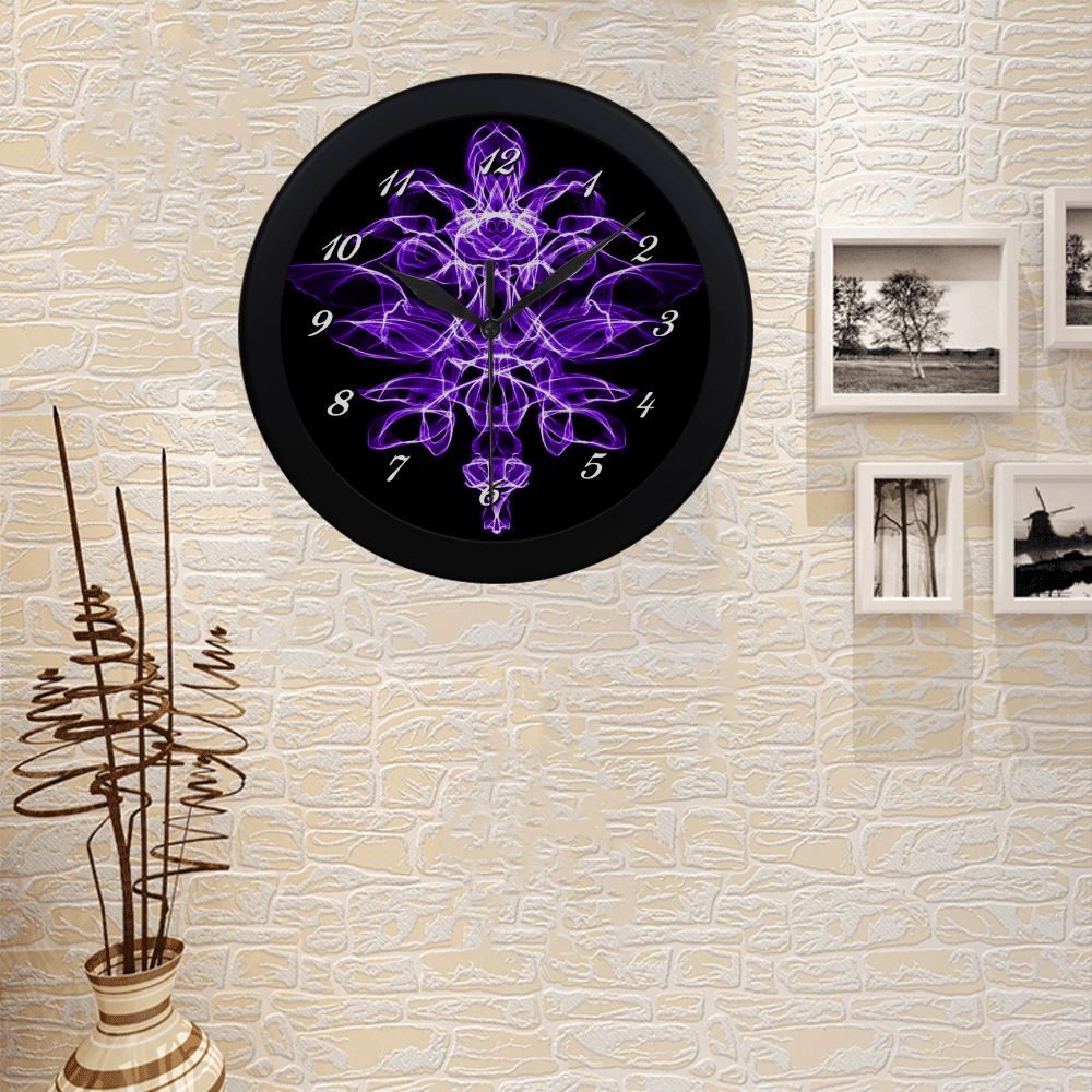 Purple Flame Floral Circular Plastic Wall clock