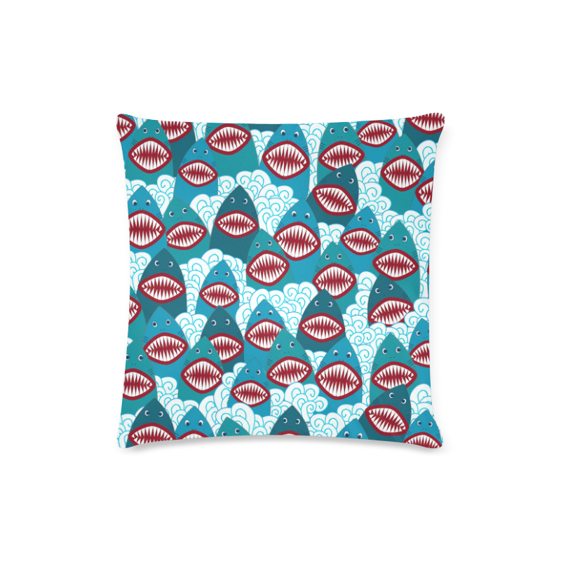 Angry Sharks Custom Zippered Pillow Case 16"x16"(Twin Sides)