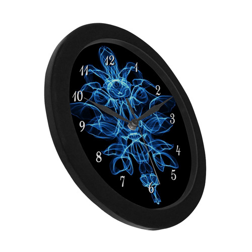 Blue Flame Floral Circular Plastic Wall clock