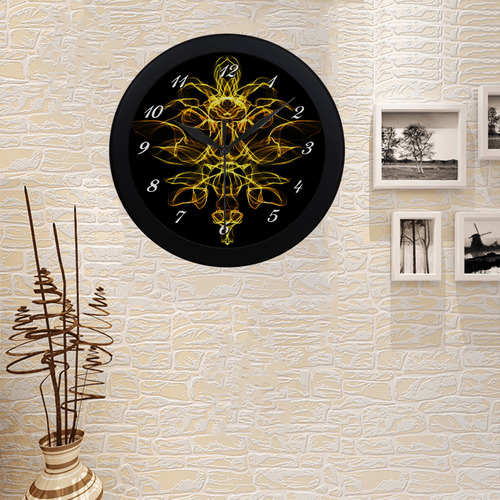 Yellow Flame Floral Circular Plastic Wall clock