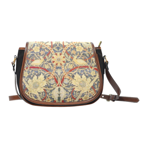 Floral Persian Rug with Birds Saddle Bag/Small (Model 1649)(Flap Customization)